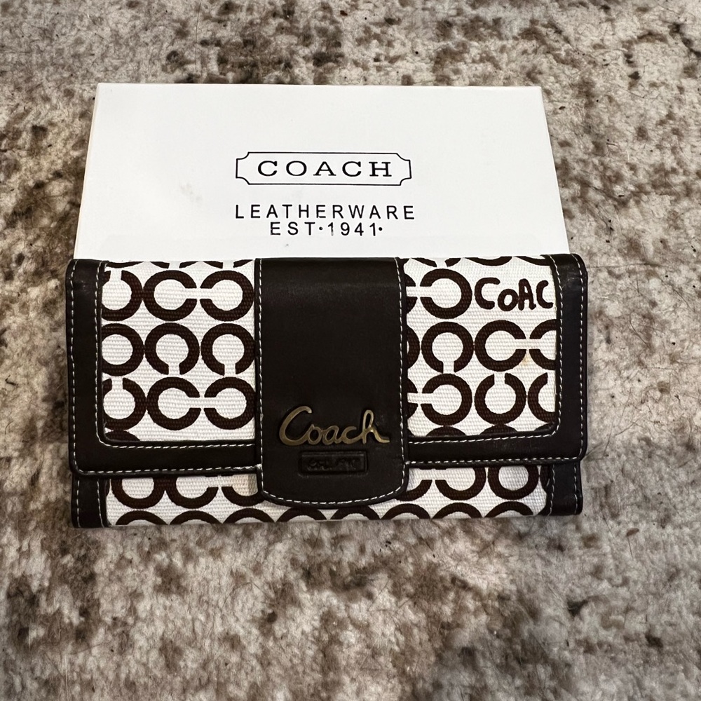 Vintage Coach op art slim card holder wallet with snap closure